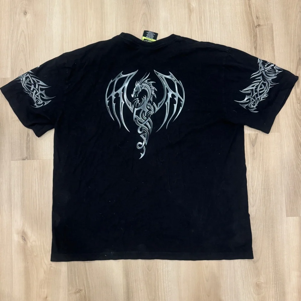 Men’s 2XL Tshirt Rock Eagle Glow in the Dark Celtic Motif Skull Dragons & sword - Picture 2 of 6